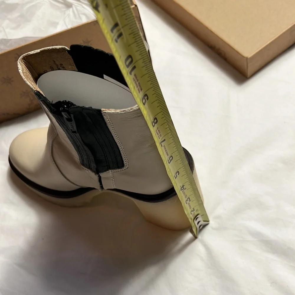 Free people boots James Chelsea chunky white size 8 US heels ankle boots shoes - Picture 10 of 16